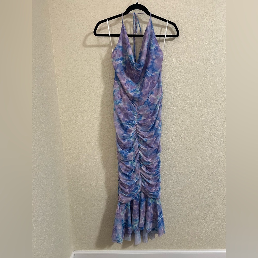 NWT HELLO MOLLY NIGHTS OF BLISS HALTER MIDI DRESS PURPLE - Size M US 6 - Picture 5 of 12